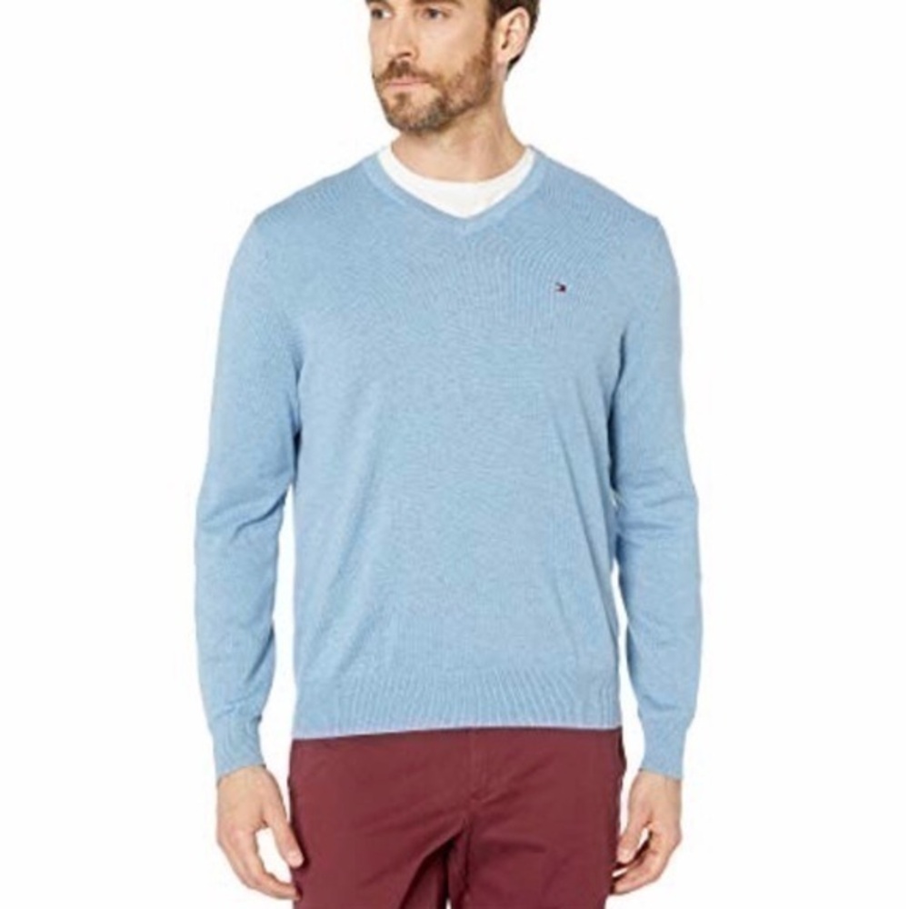 Tommy Hilfiger Men's Essential Long Sleeve Cotton V-Neck Pullover Sweater XXL 2X
